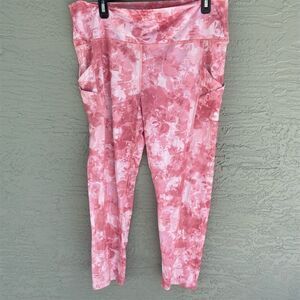 Enlighten Women's XL Pink Tie-Dye Leggings with Side Pockets
